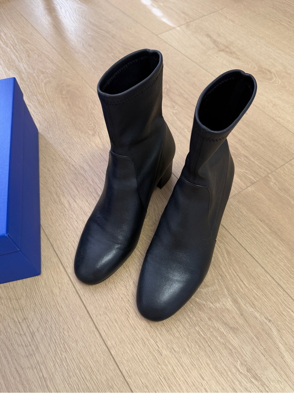 Stuart weitzman black leather sock boots size 39